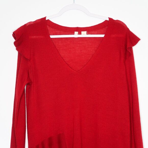Anthropologie Moth Womens Sweater Size Small Red Wool Blend Long Sleeve - Picture 8 of 11
